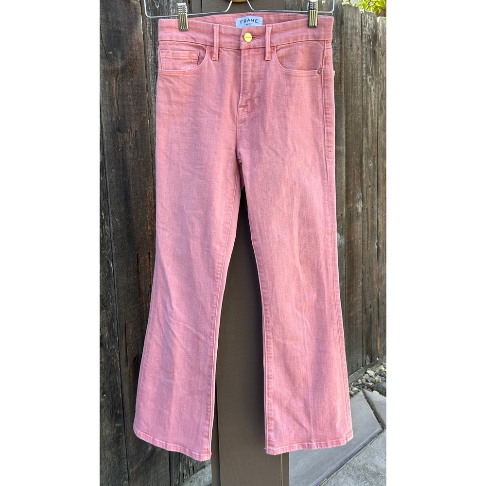 FRAME Le Crop Mini Boot Jeans Women 24 Peony Pink High Rise Cropped Bootcut